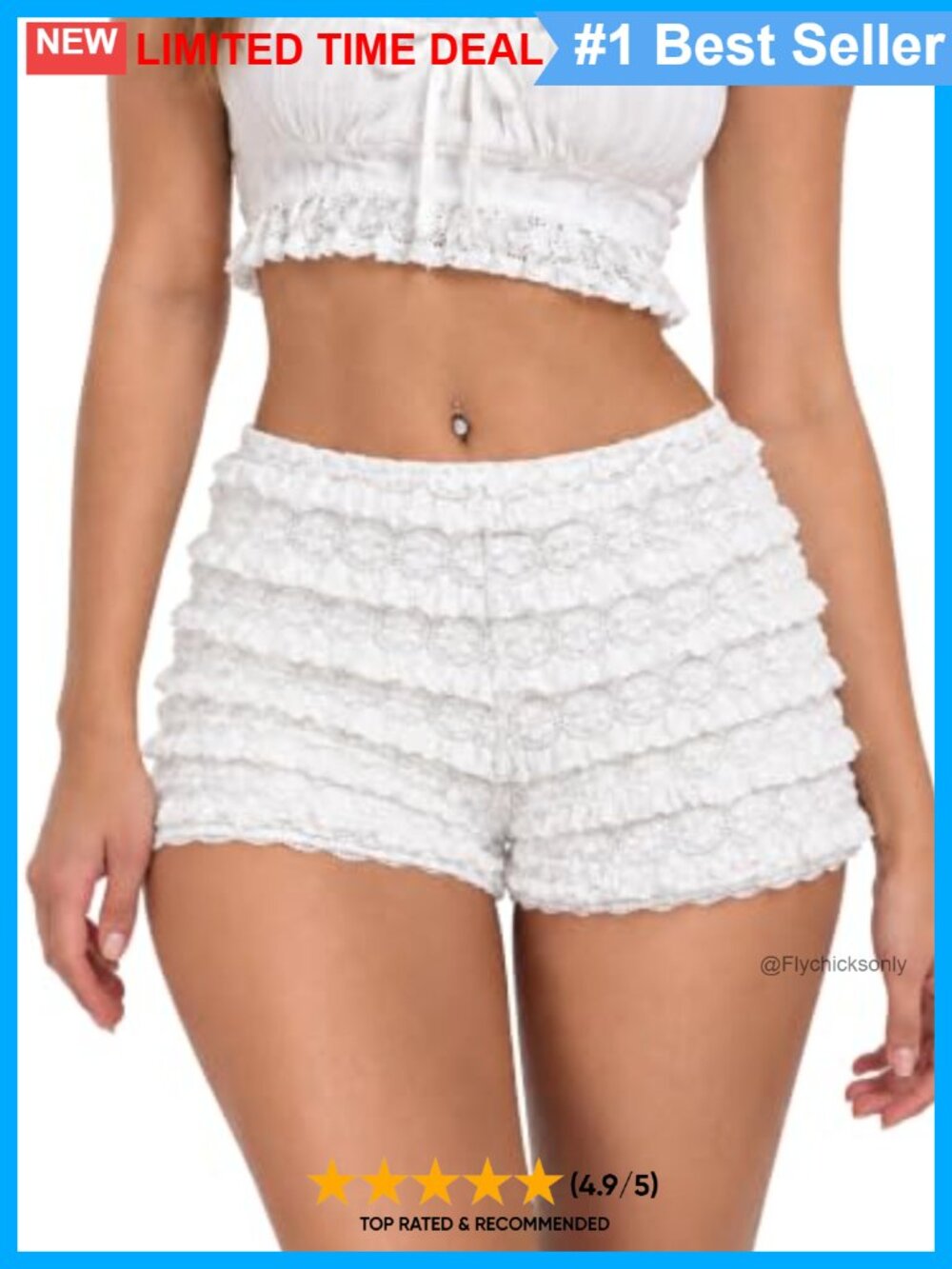 Lace Ruffle Micro Shorts Y2K Mini Bloomers Rave Festival
